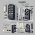 thumbnail image 7 of 71" Tall Arched Bookshelf, 4-Tier Bookcase with Glass Doors and Shelves, Wooden Display Cabinet w/2 Large Storage Drawers, 7 of 7