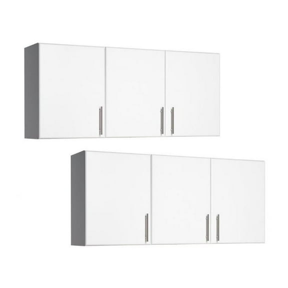 Home Square 3 Door Wood Wall Cabinet Set in White (Set of 2)