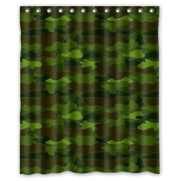 HelloDecor Camouflage Shower Curtain Polyester Fabric Bathroom Decorative Curtain Size 60x72 Inches