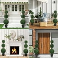 thumbnail image 2 of HOMCOM 2 Pack Artificial Boxwood Topiary Ball Trees, Fake Plants in Pot, 2 of 10
