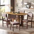 thumbnail image 2 of HOMCOM Modern Dining Chairs Set of 4, Linen Fabric Upholstered Kitchen Chairs with Rubberwood Legs for Dining Room, Living Room, Brown, 2 of 9