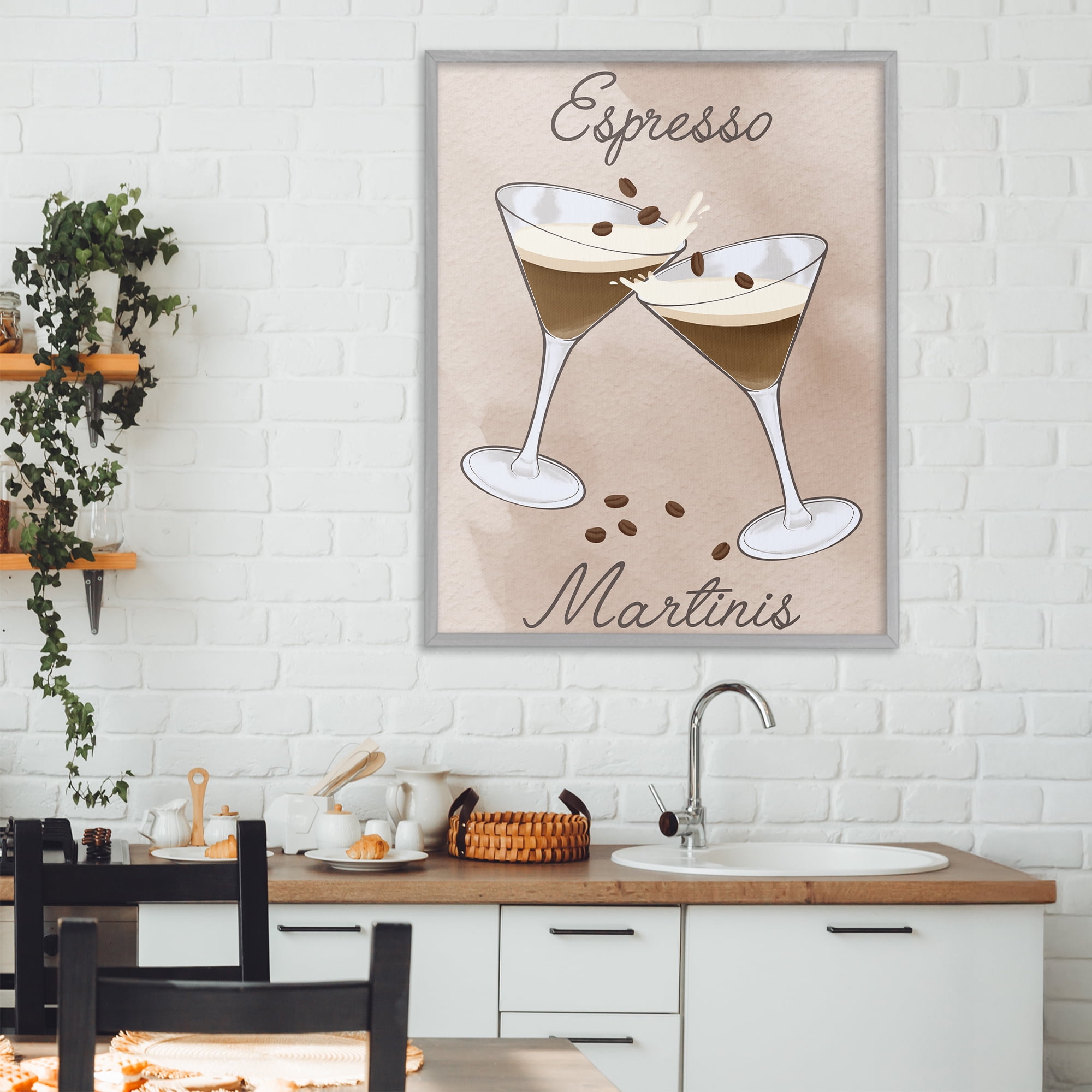 Stupell Industries Cheers Espresso Martinis Gray Framed Giclee Art, design by Marcus Prime