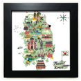 thumbnail image 1 of Mapa que muestra hitos de Corea Unbranded Mesa de pared con marco cuadrado negro, 1 of 4