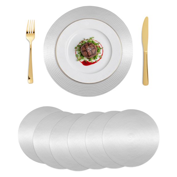 Round Placemats Grey Ombre 15 inch Set of 6 Table Mats for Dining Table Abstract Minimalist Art Gradient Heat Resistant Non-Slip Kitchen & Home Decorative Place Mat Set