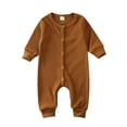 thumbnail image 3 of Solid color button knit jumpsuit overall clothing long sleeve one piece baby jumpsuit, 3 of 5