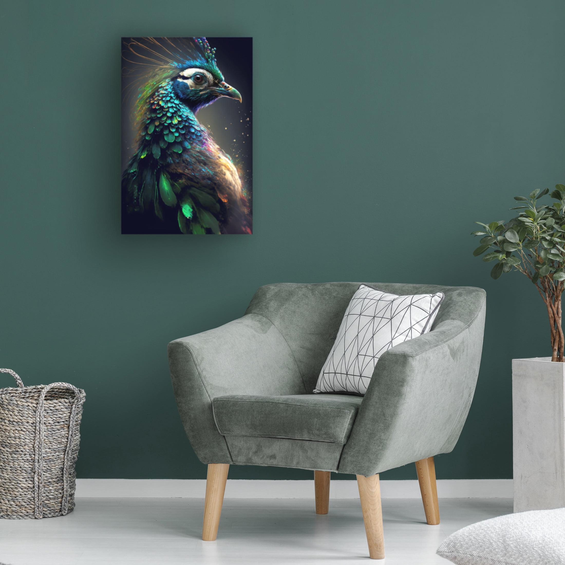 Canvas Wall Art - Ray Heere 'Proud Peacocks 36' Wall Art for Living Room, Bedroom, or Office Décor by Trademark Fine Art - 12 x 19 Inches