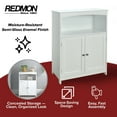thumbnail image 2 of Redmon Double Door Bathroom Floor Cabinet with Open Shelf Storage, White, 2 of 8