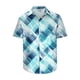 thumbnail image 4 of Blusa y camisa de manga corta con cuello vuelto para hombre, camisa informal con botones y estampado a cuadros, de manga corta y solapa., 4 of 6