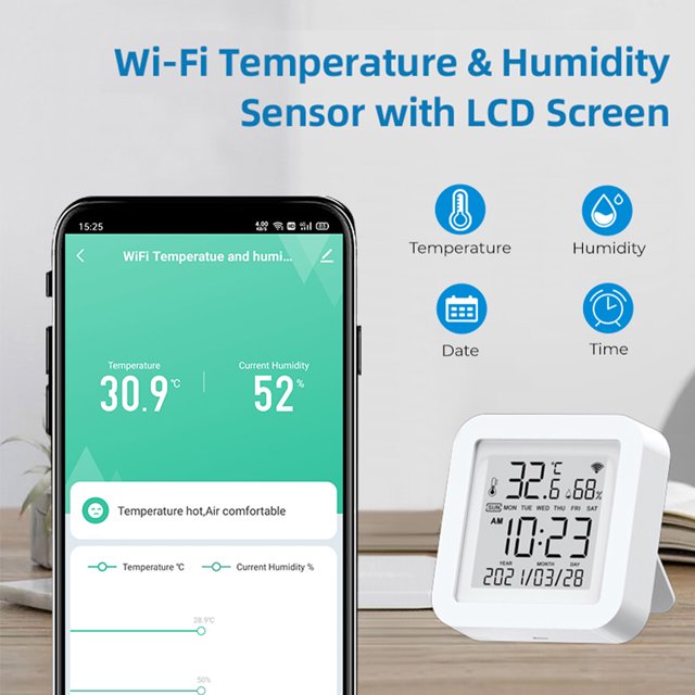 Temperature Humidity Sensor Portable Digital Voice USB Power Assistant USB Power Adjustable Hygrometer Hotel Restaurant Thermometer