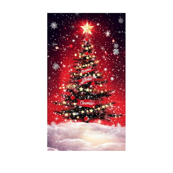 Lilixerw Christmas Door Cover Decor,78.74x35.43in Large Xmas Theme Pattern Door Curtain for Holiday Party,Xmas Tree Wall Hanging Decor,Reusable Multi-Scene