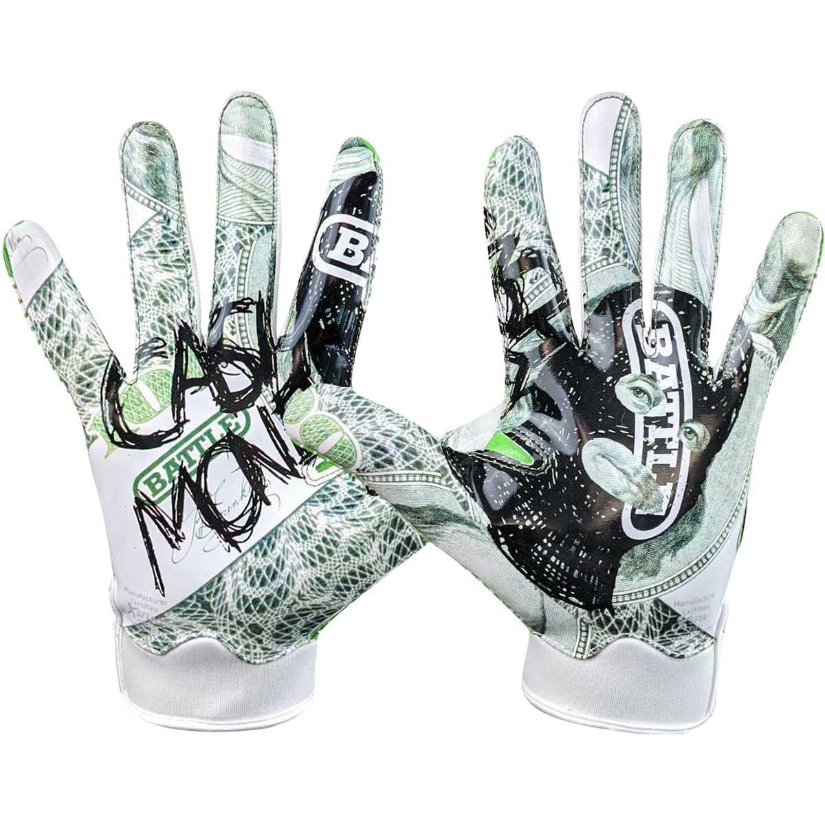 Battle Sports Cash Money Doom 1.0 Adult Football Receiver Gloves- Medium