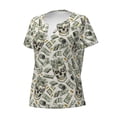 thumbnail image 2 of Naloa Skull with Cash Print T-Shirts Short Sleeve V Neck Tees for Women Fashion Tops Trendy Lightweight Soft Casual Summer Outfits Clothes, 2 of 5