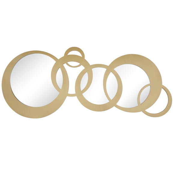 DecMode 56" x 23" Gold Circles Geometric Wall Mirror