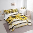 thumbnail image 3 of Manfei Orange Flower Sunflower Twin Bedding Sets 7-Piece,Cute Bee Bedding Comforter Set,Old Barn Door Sheet Sets For Girls Kids,Ultra Soft Home Decor,Reversible, 3 of 8