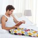 thumbnail image 5 of Fotbe Polka Dot Pantalones de Pijama para Hombre, Pantalones de Dormir, Pantalones de Casa con Cintura Ajustable y Bolsillos-Small, 5 of 6