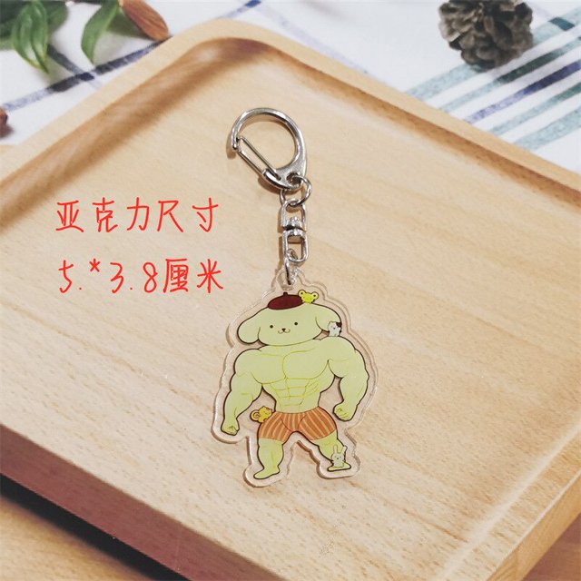 LLavero de músculo Sanrio divertido, Anime, Hello Kitty, Kawaii, niñas, Fitness, Macho, My Melody, mochila, pareja, colgante, juguete, regalo