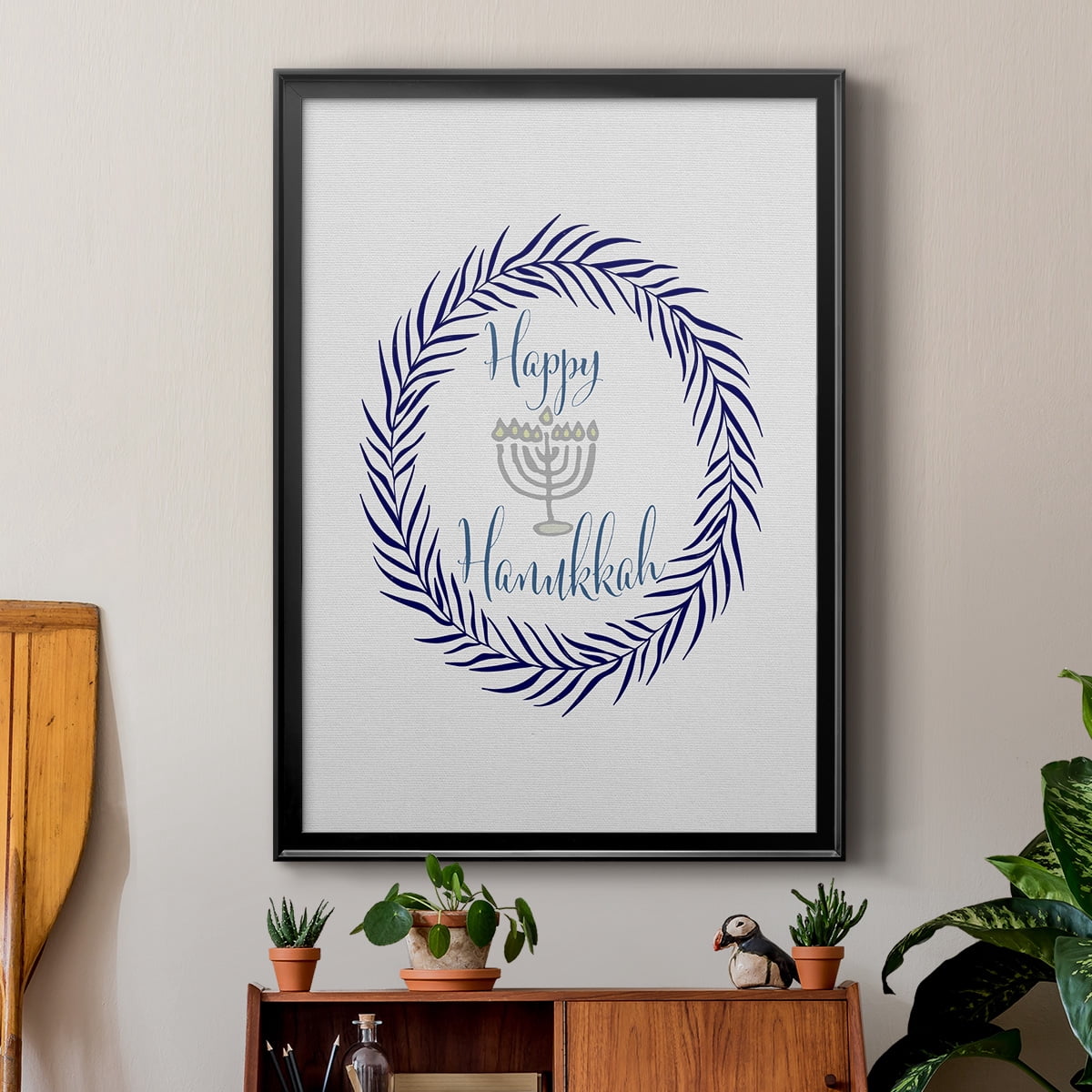 Hanukkah Wreath Premium Framed Print - Ready to Hang