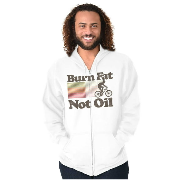 Burn Fat Not Oil Cycling Vintage Unisex Fleece Graphic Zip Up Hoodie Brisco Brands 2X