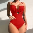 thumbnail image 2 of MSJUHEG Shapewear Swimsuits for Women,Ribbed One Piece Swimsuits for Women,High Waist Bathing Suit,High Cut Swimsuit,Monokini Swimsuits for Women,Cross Back,Hollow Monokini Swimwear Red XL, 2 of 6
