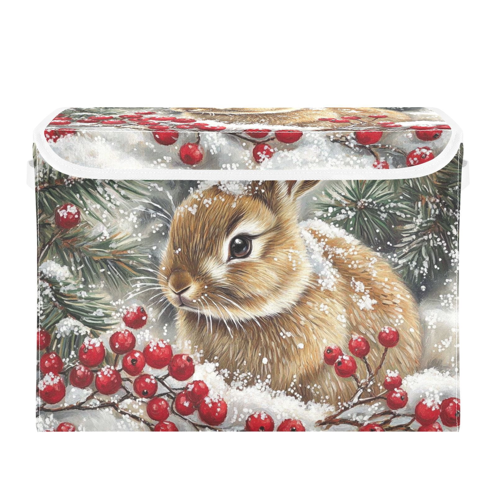 Easter Rabbit Storage Basket for Shelves Foldable Container Organizer for Organizing Toys Clothes Books with Handles