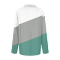 thumbnail image 5 of Womens Long Sleeve Polo Shirts Color Block V Neck Collared, Fall Casual Tunic Tees for Weekend Light Green 2XL, 5 of 6