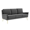 thumbnail image 2 of Modway Chesapeake Modern Performance Velvet Sofa in Gold and Gray, 2 of 8