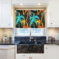 thumbnail image 6 of Coolnut Palm Tree Kitchen Curtains UV Protected Tier Curtains 2 Panels Kitchen Tiers Half Window Curtains for Guest Room Bathroom Laundry Room Basement, 36 x 27 Inch Home Decor, 6 of 7