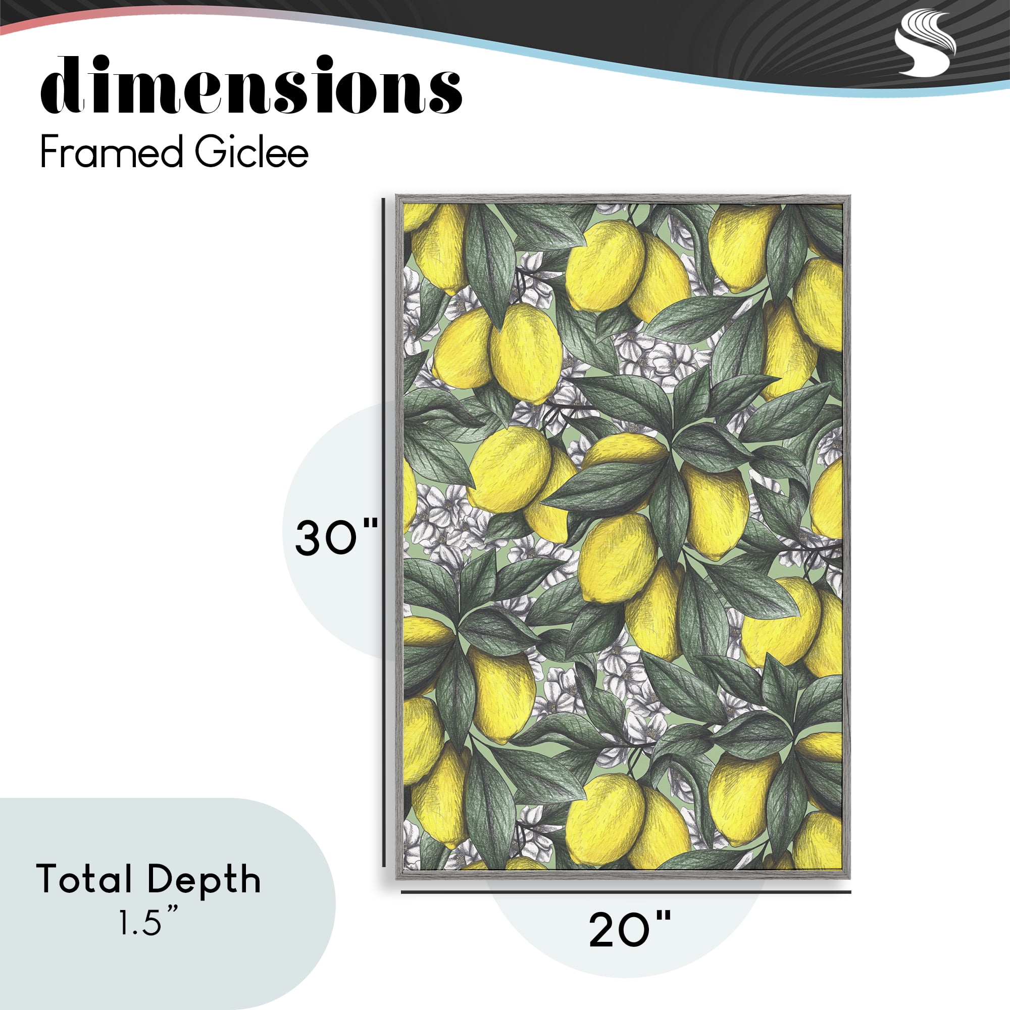 Under The Lemon Tree Gray Framed Giclee Art, design by Cecilia Battaini