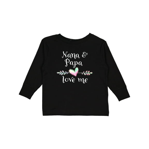 Inktastic Nana and Papa Love Me Heart Grandchild Boys or Girls Long Sleeve Toddler T-Shirt