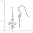 thumbnail image 2 of 925 Sterling Silver Fleur De Lis Flower Drop Dangle Earrings, 2 of 6