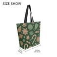 thumbnail image 4 of Open Top Canvas Tote Bag with Zipper Reusable Shopping Bag 13.5x15" Roomy Carryall Candy Canes Pattern, 4 of 9