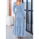 thumbnail image 2 of Vestido largo PRETTYGARDEN para mujer, estampado primaveral, azul claro, 2 of 9