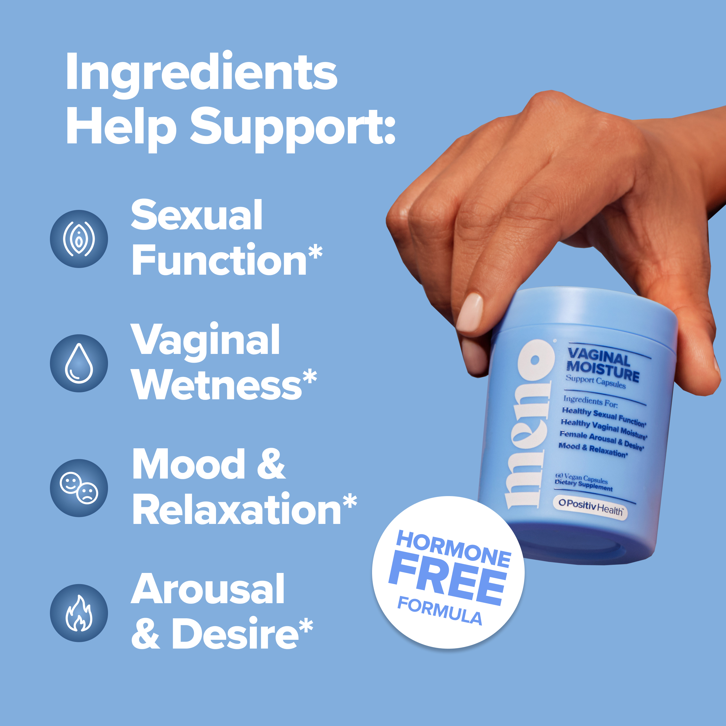 O Positiv Meno, suplemento en cápsulas humectante vaginal para mujeres, alivio de la sequedad vaginal sin hormonas y apoyo a la humedad vaginal, 60 unidades 5