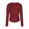thumbnail image 7 of Womens Scoop Neck Crop Tops Slim Fit Long Sleeve Ribbed Knit T-Shirts Solid Y2k Casual Going Out Fall Clothes (XL, Wine), 7 of 7