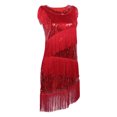 thumbnail image 2 of Vestido de baile latino Sunnimix con flecos y lentejuelas Rojo, 2 of 8