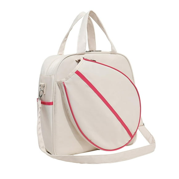 pitrice Tennis Bag Tennis Storage Bag Versatile Shoulder Bag Carry Bag Badminton Bag Pink White 40x13x40cm