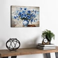 thumbnail image 2 of Farmhouse Blue Flower Canvas Wall Art, Rustic Blue and White Vase Floral Print, Vintage Botanical Artwork for Living Room Bedroom Kitchen Decor, Ready to Hang, 2 of 6