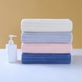 thumbnail image 7 of Pink Coral Fleece Towel Quick Drying Absorbent Face Bath Hair Towel For Men Women Soft Striped Design Lightweight Compact Size 60X30Cm 23.6X11.8In 0.15Lb, 7 of 7