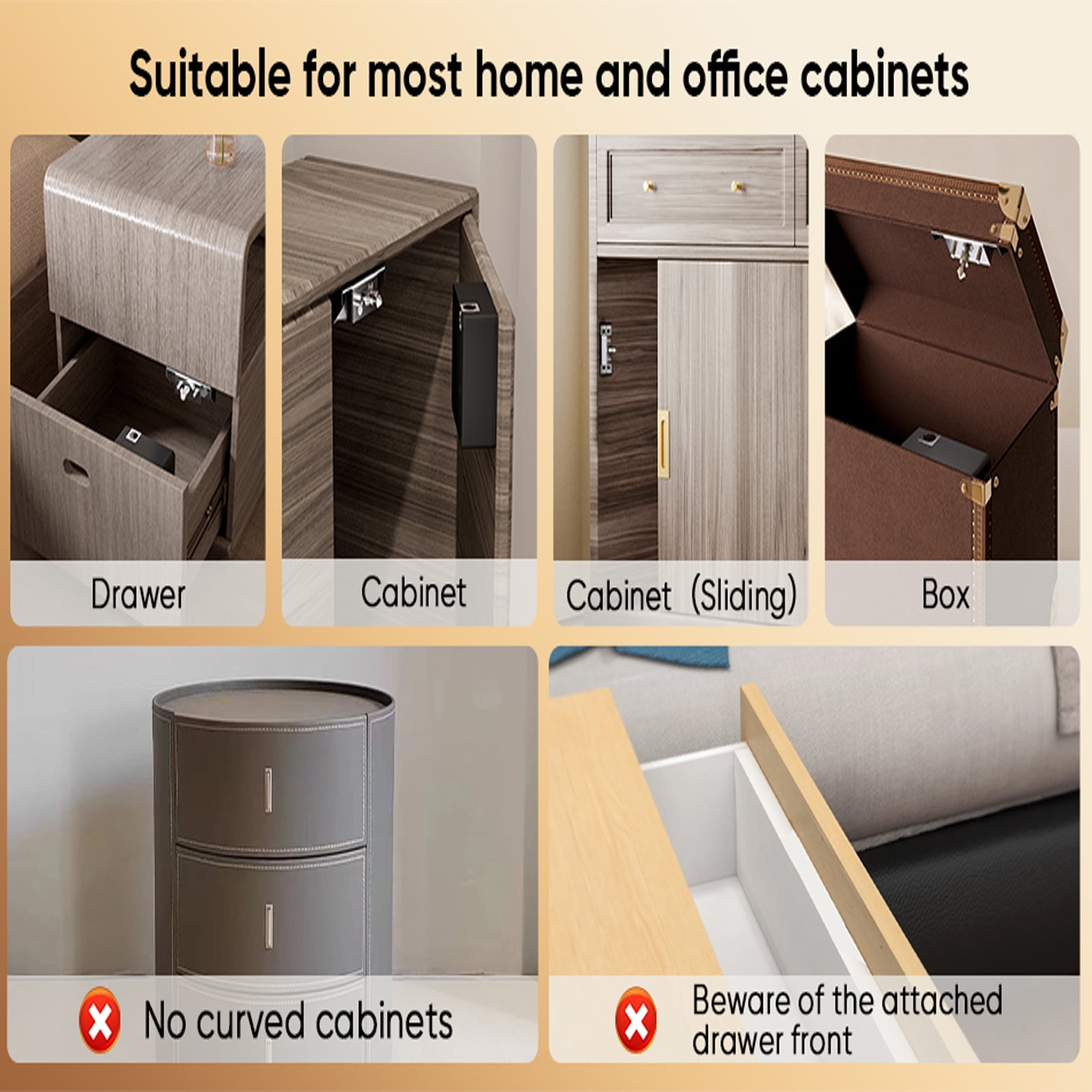 Smart Bluetooth Cabinet Locks Hidden,Safety RFID Kid Keyless Proofing Drawer Locks for Adults Cupboard File Cabinets,TTlock APP Works with Alexa & Google Home,Support NFC,Card Unlocking