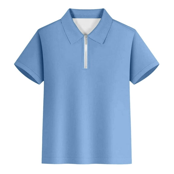 Kids Boy' Polo Shirts Sky Blue Shirt for Boys Casual Blouse Tops Pullover with Short Sleeves Shirts for Boys 9-10 Years