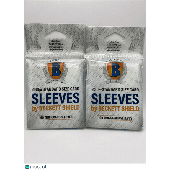 Beckett Shield Soft Card THICK Sleeves 2 Packs of 100 Sleeves for 130pt Cards