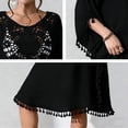 thumbnail image 6 of Women's Openwork Patterned Multi-Colored Resort Cover-Up Tops Shirts Tunics Hollow Out Mesh Sheer Beach Vacation Casual Daily Wear Fashion Essential Gift for Women | CSEONE,Black Free Size, 6 of 9