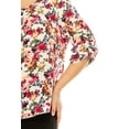 thumbnail image 5 of Women's Plus Size Floral Print Tunic Casual Round Neck Roll Tab Sleeve Blouse Top, 5 of 6