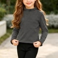 thumbnail image 4 of Girls Ruffle Mock Neck Long Sleeve Top, Solid Color Pullover Shirt with Ruffle Cuffs, Casual Fall Winter Kids Clothing | Akmoler,Gray 11-12 Years, 4 of 9