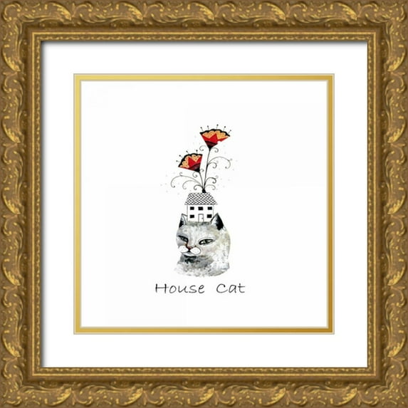 Ogren, Sarah 15x15 Gold Ornate Wood Framed with Double Matting Museum Art Print Titled - House Cat