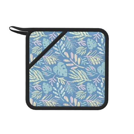 

1 PCS Pot Holders for Kitchen - Heat Resistant Silicone Pot Holders with Hanging Loop Tropical leaf palm tree Non Slip Oven Hot Pads Potholders for Decor Baking Cooking Kitchen