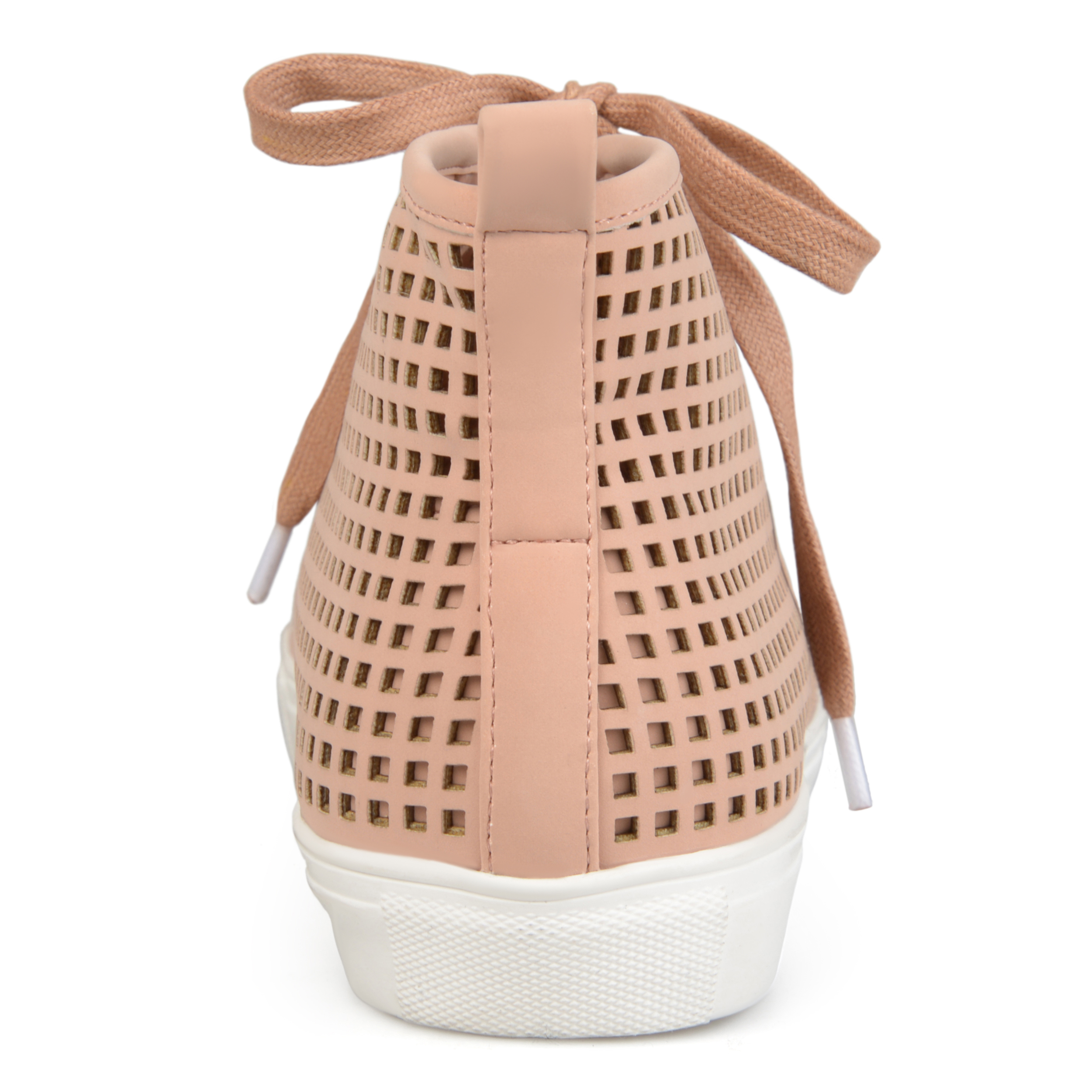Womens Faux Leather High-top Lace-up Laser-cut Sneakers