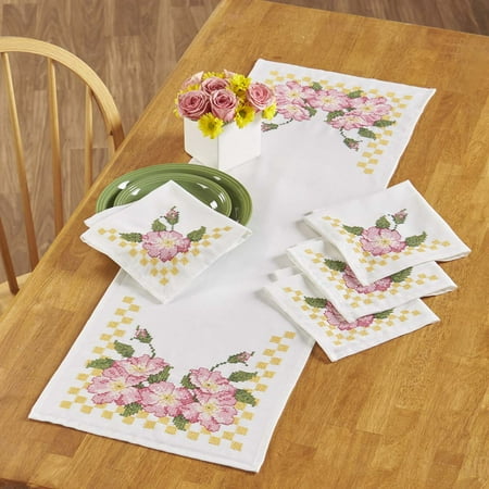 Herrschners® Country Roses Table Runner Stamped