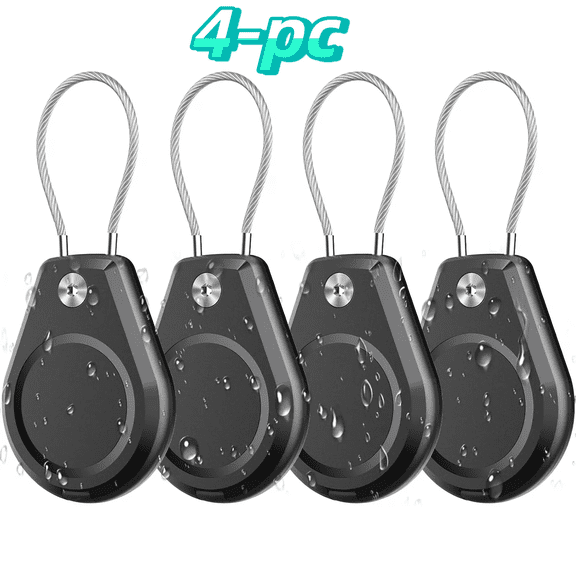 4Pack Waterproof AirTag Holder, Air tag Secure Case Antitheft with Wire Cable, Ultra Durable, Scratch-Resistant Tag Cover with Key Locking, AirTag Keychain Accessories for Car Bike Luggage Key Dog