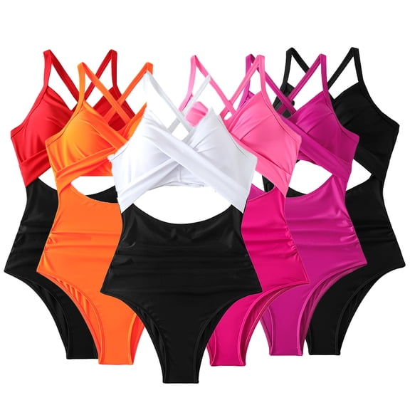 WOLLED Womens One Piece Swimsuit Strappy Cross Monokini Bikini Quick Dry Bathing Suit Backless Beach Swimwear for Women
